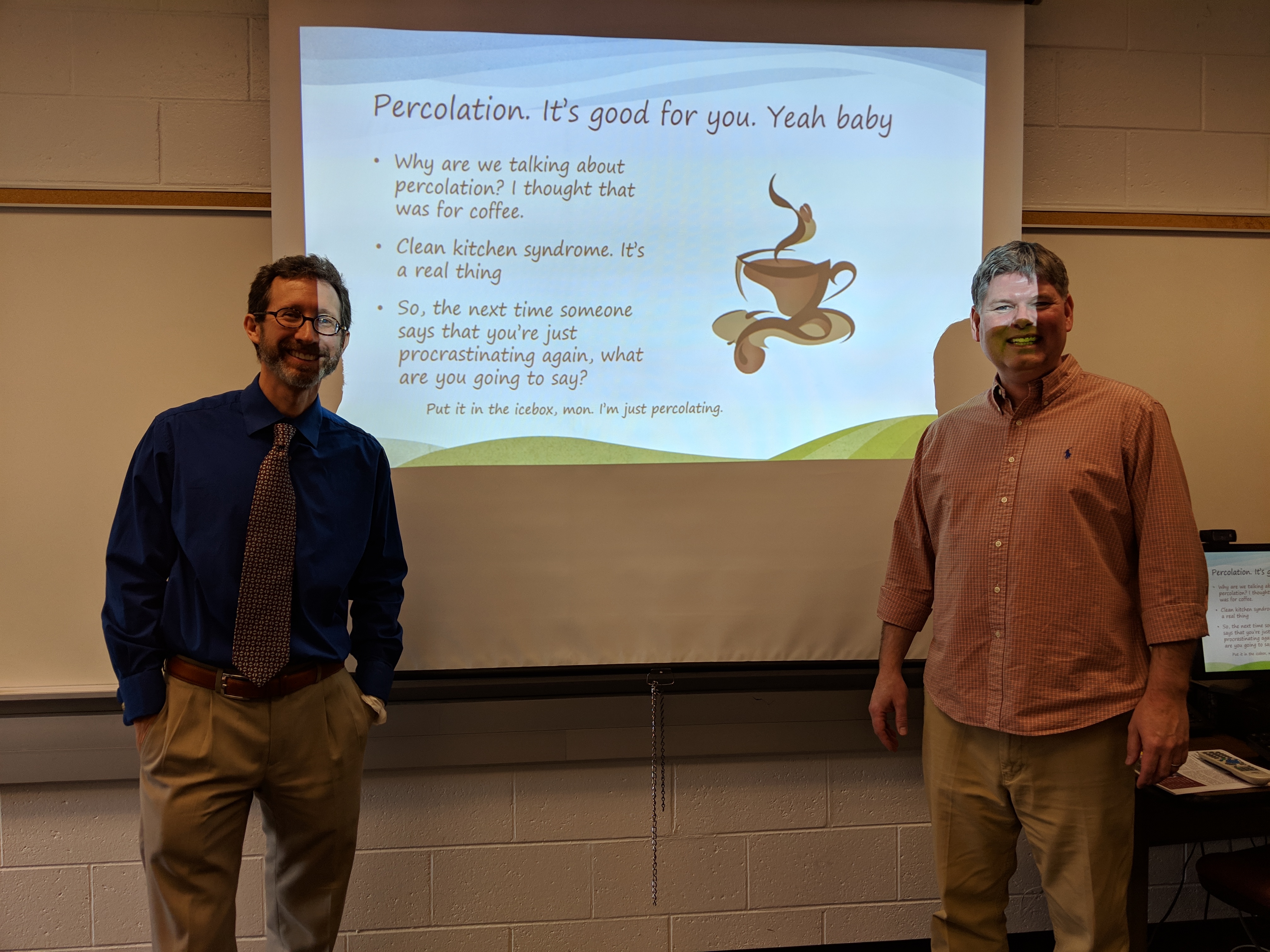 David Lerman and Todd Parks at procrastination seminar