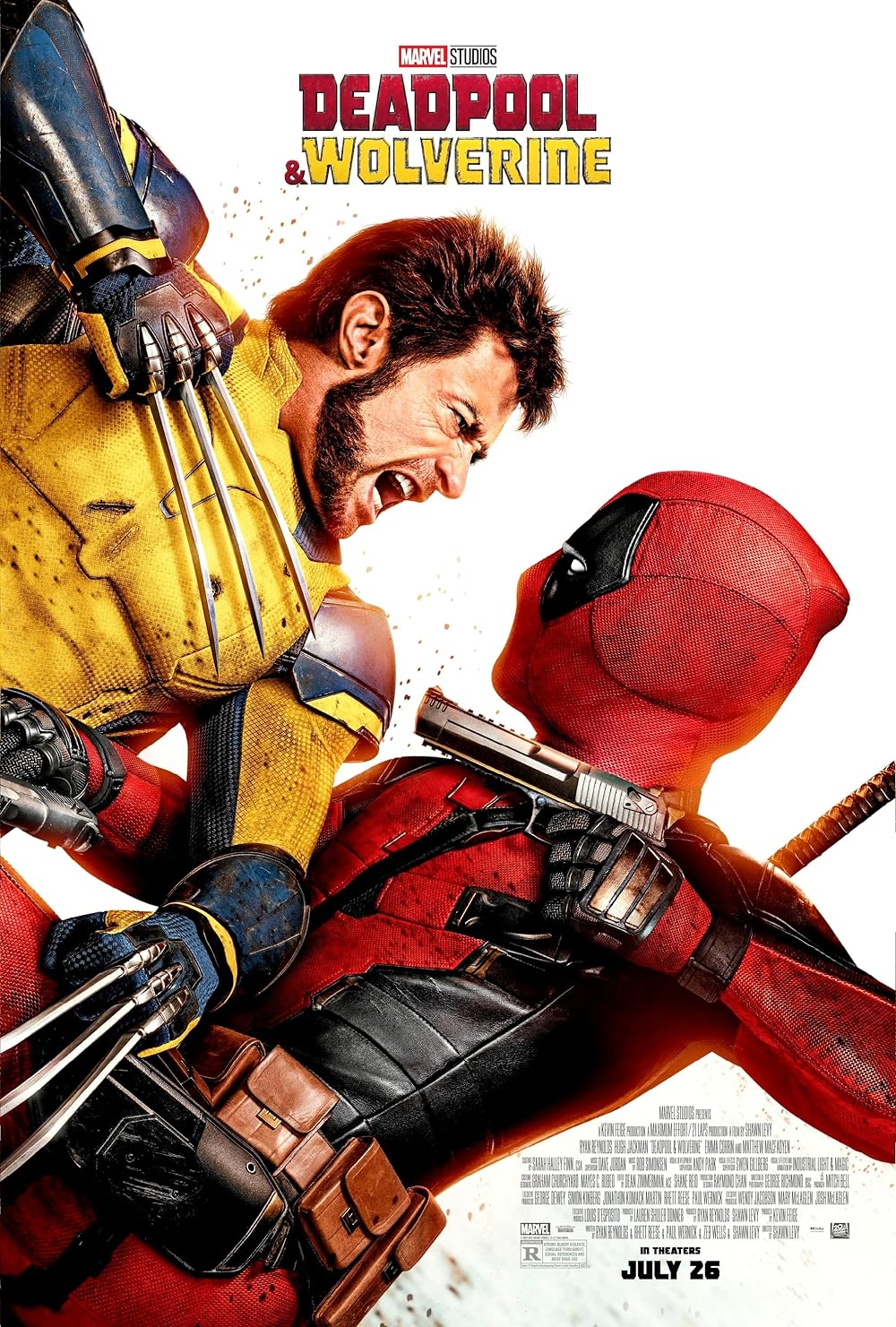 Deadpool and Wolverine in a combat struggle, with the movie's title at the top.