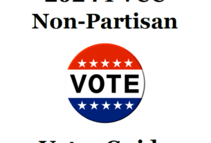 2024 PVCC Non-Partisan Voter Guide cover with a vote sticker