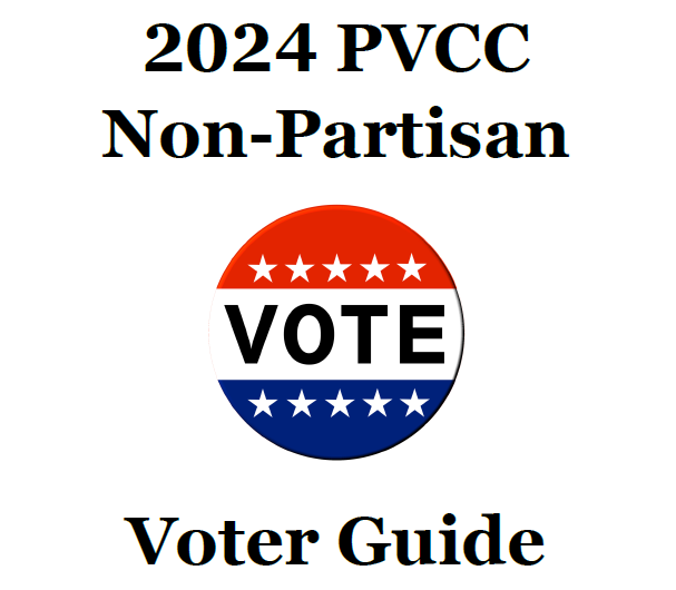 2024 PVCC Non-Partisan Voter Guide cover with a vote sticker